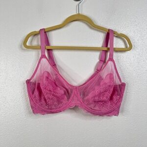 HSIA‎ Unlined Pink Lace Underwire Bra Size 38DDD